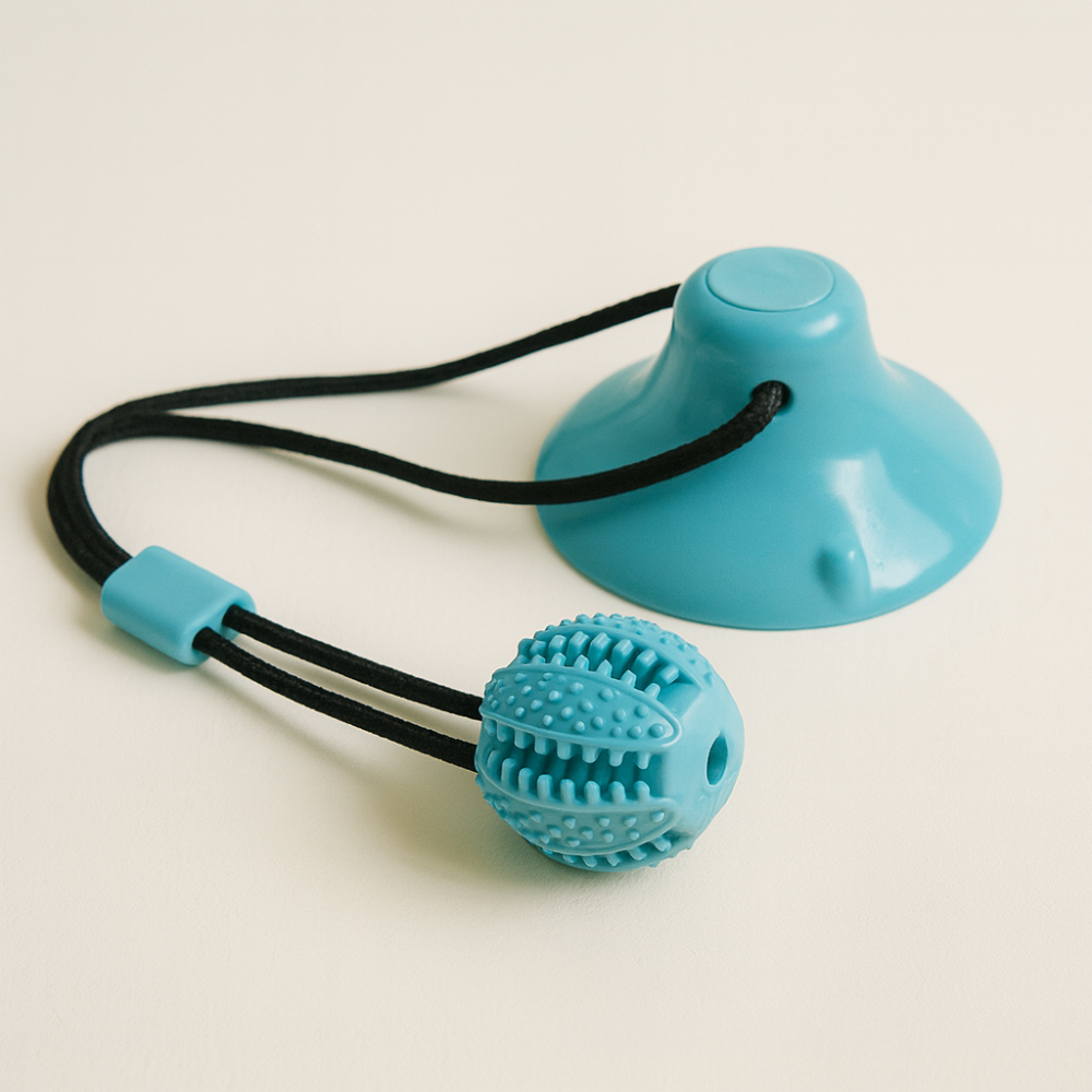 Jouet à Mâcher Interactif pour Chiens – Balle Puzzle avec Ventouse, Distributeur de Nourriture et Nettoyage des Dents